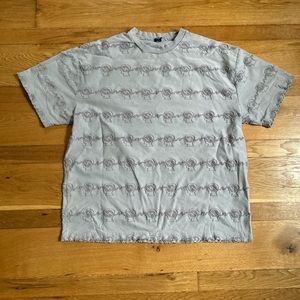 Brain dead Textured Tee; XL ; Blue Grey